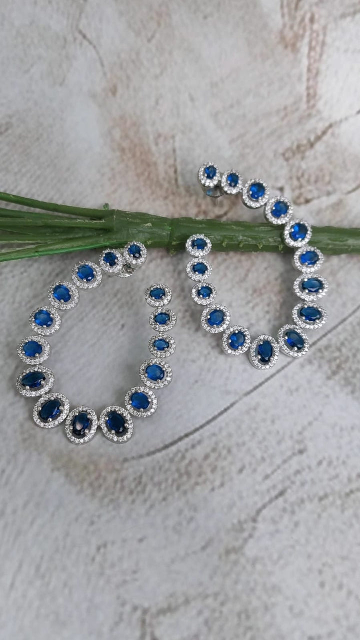 Sapphire Halo Hoop Earrings