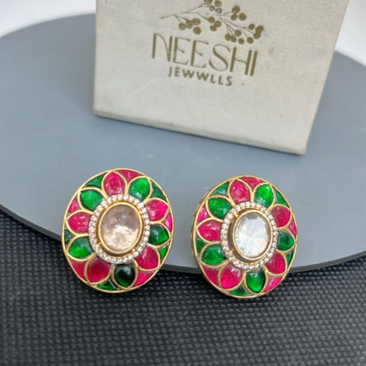 Floral Kundan Studs