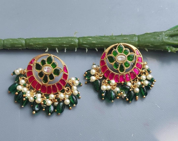 Kundan and Bead Stud Earrings