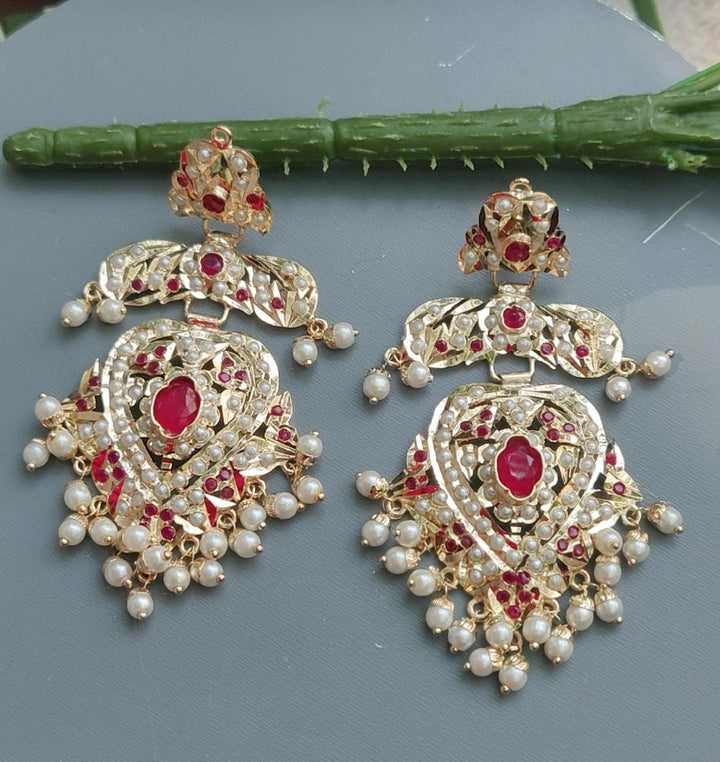 Jadau Pearl & Ruby Drops