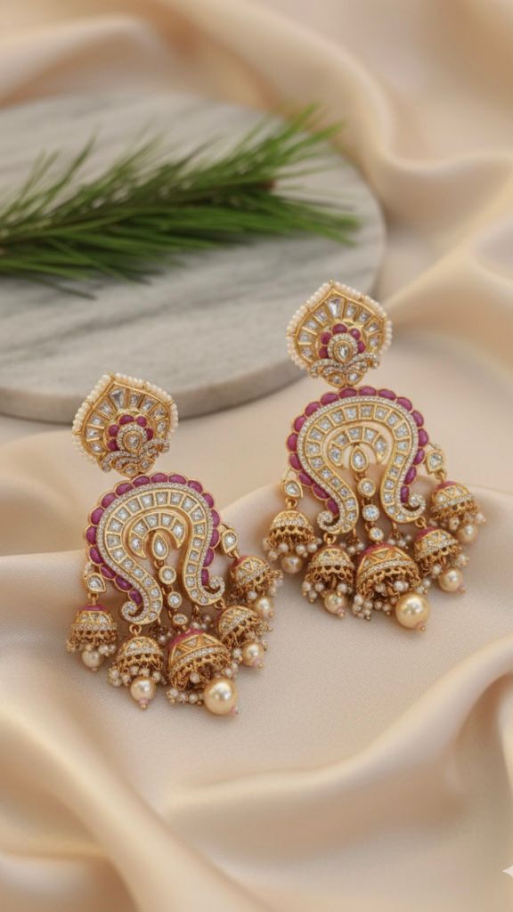 Paisley Polki Jhumka Earrings