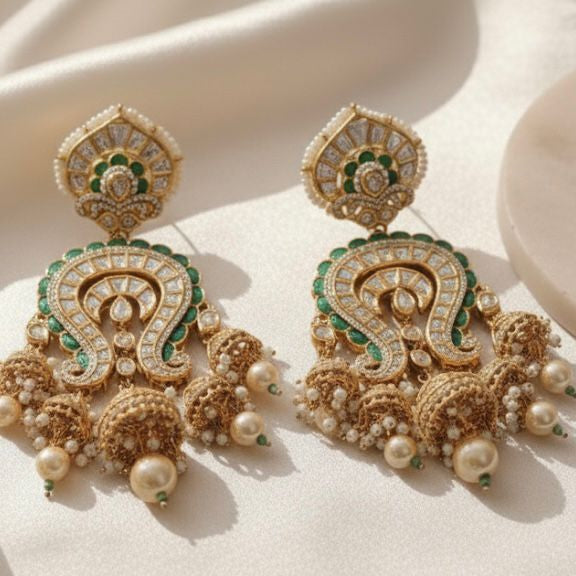 Paisley Polki Jhumka Earrings