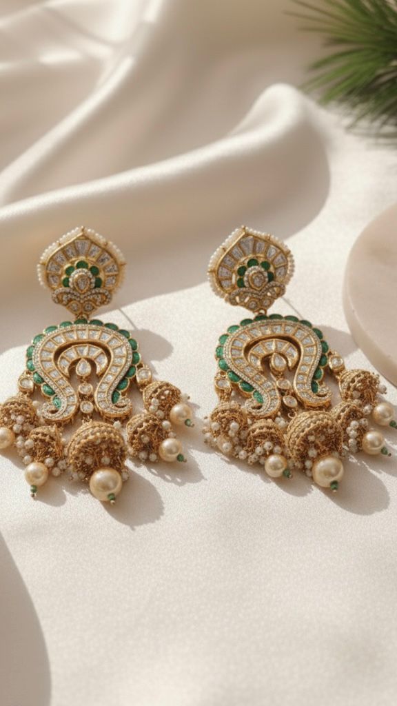 Paisley Polki Jhumka Earrings