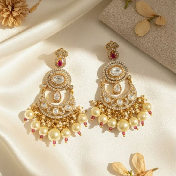 Pearl Chandbali Earrings
