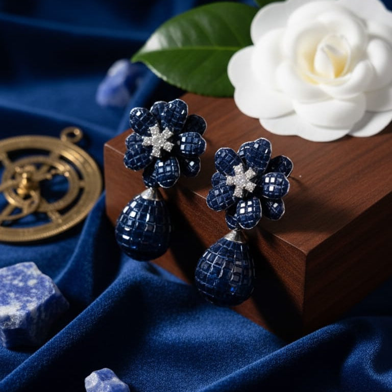 Flower drop invisible earring