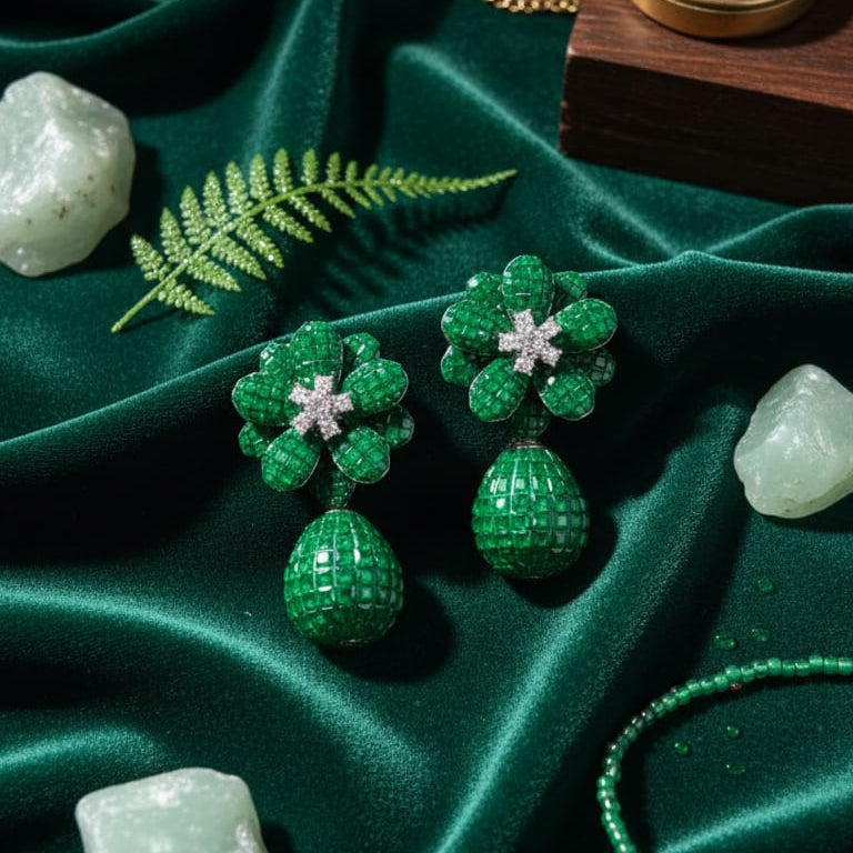 Flower drop invisible earring