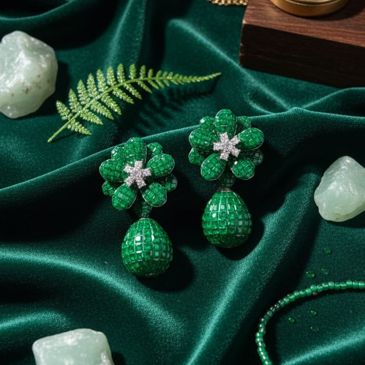 Flower drop invisible earring