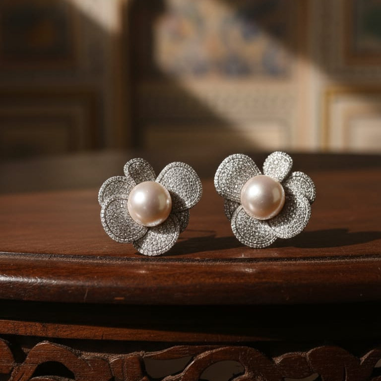Pearl Flower Studs