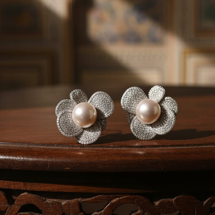 Pearl Flower Studs