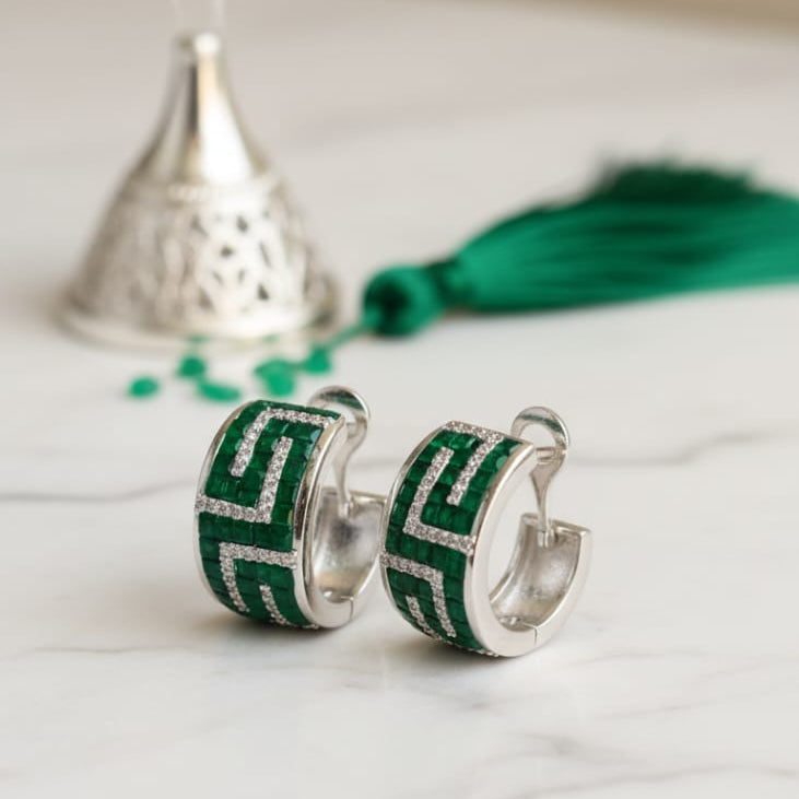 Geometric Pattern Hoop Earrings