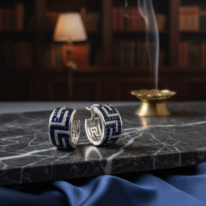 Geometric Pattern Hoop Earrings