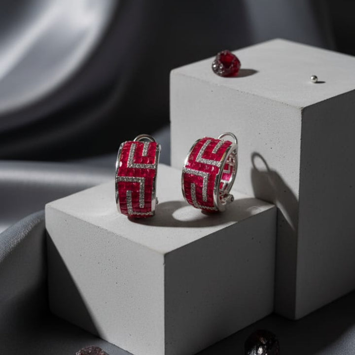 Geometric Pattern Hoop Earrings