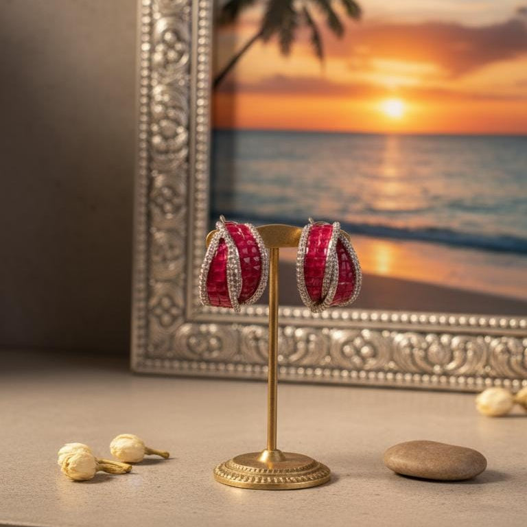 The Banded Gemstone Huggies