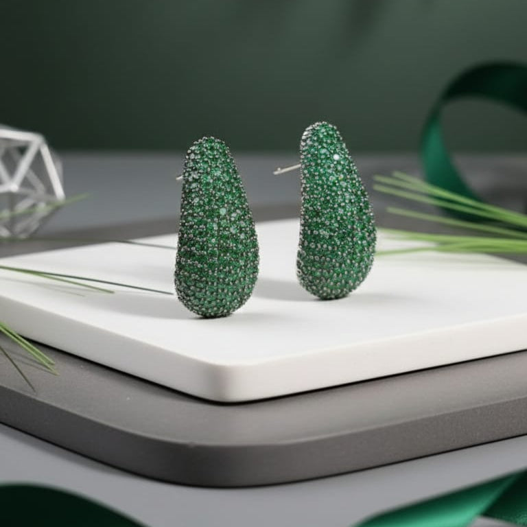 Sparkle Teardrop Hoops