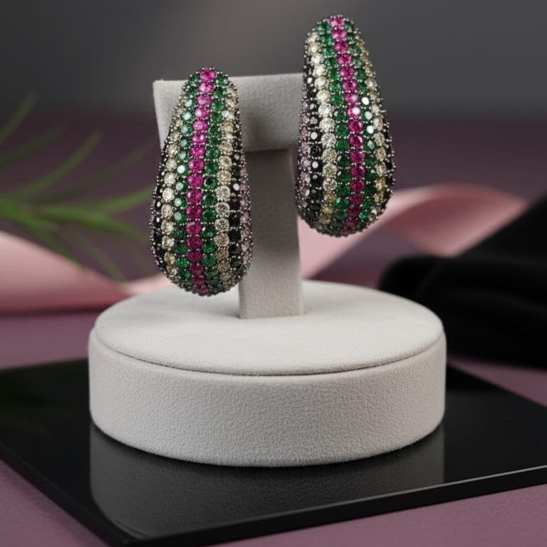 Sparkle Teardrop Hoops