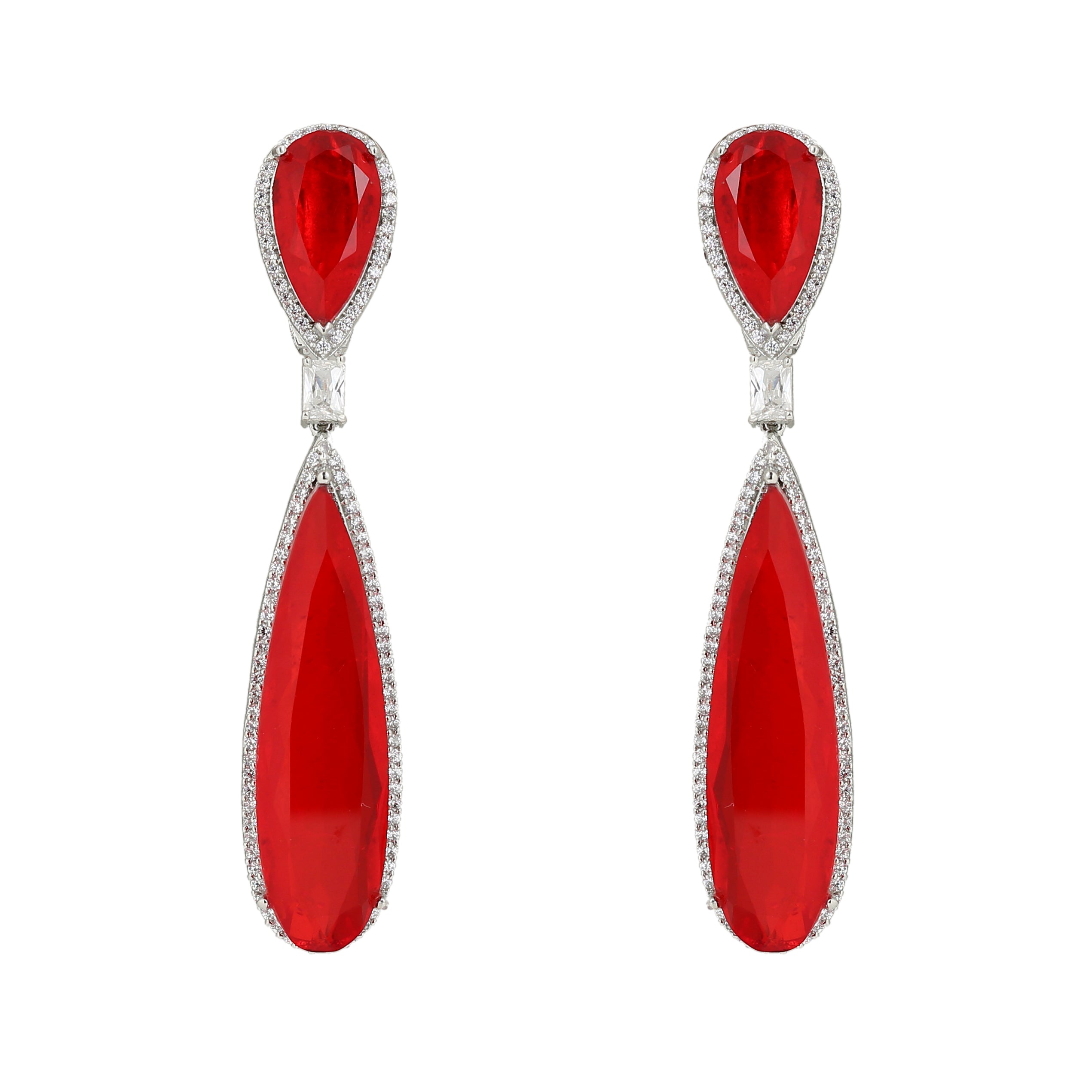 Semiprecious long tear-drop earring