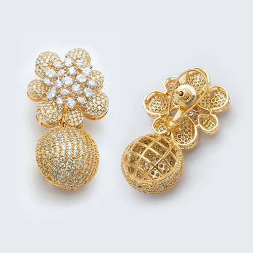 Nano Setting Flower Drop Earring