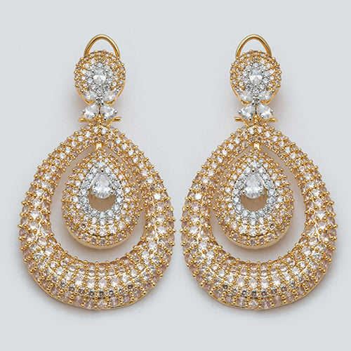 Diamond Tear Drop Dual Layer Earring