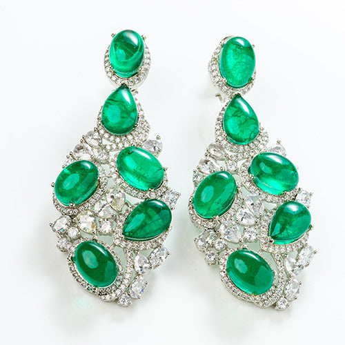 Emerald and Diamond Statement Earrings