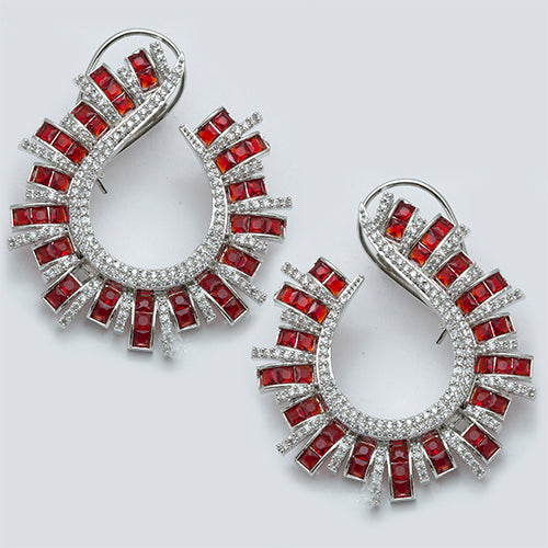 Moon Shape Earring with Baguette