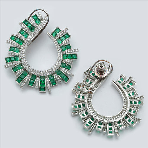 Moon Shape Earring with Baguette