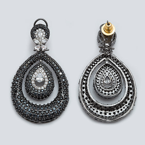 Diamond Tear Drop Dual Layer Earring