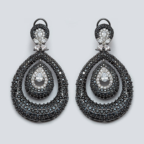 Diamond Tear Drop Dual Layer Earring