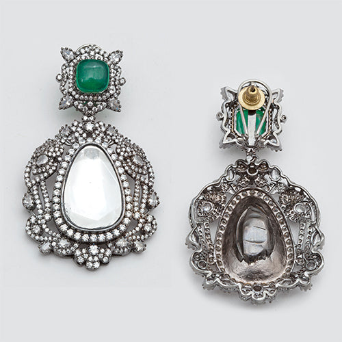 Victorian Polish Polki and Diamond Statement Earring
