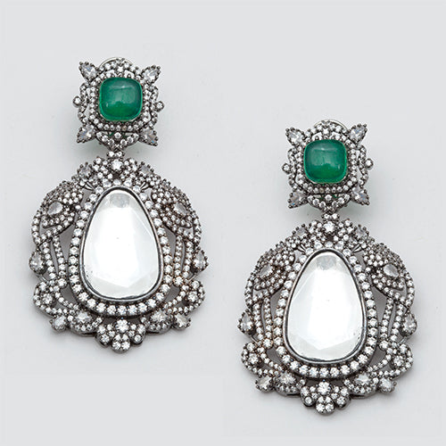 Victorian Polish Polki and Diamond Statement Earring