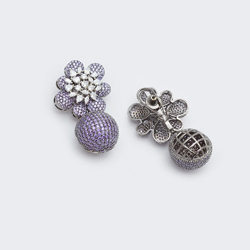 Nano Setting Flower Drop Earring