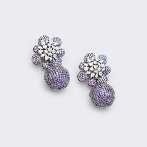 Nano Setting Flower Drop Earring
