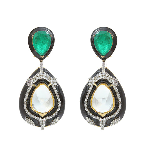 Polki Meena Semiprecious Doublet Earring