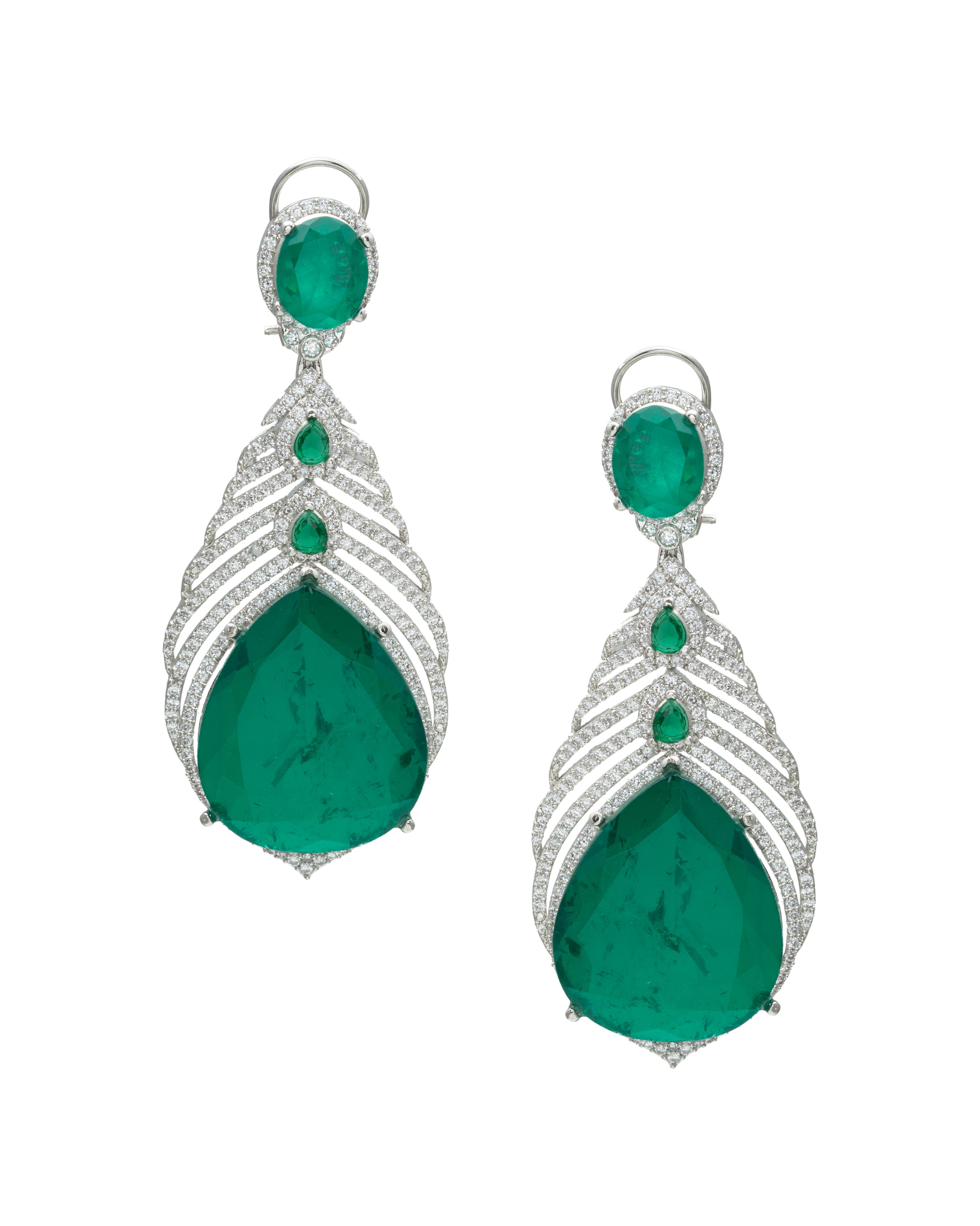 Glamorous Semiprecious Emerald Statement Earring