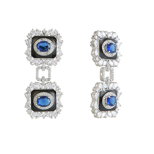 Enamel Sapphire Earrings