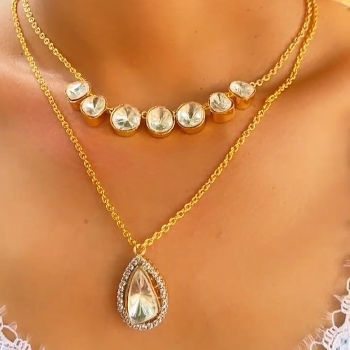 Bezel-Set Polki Pendant set