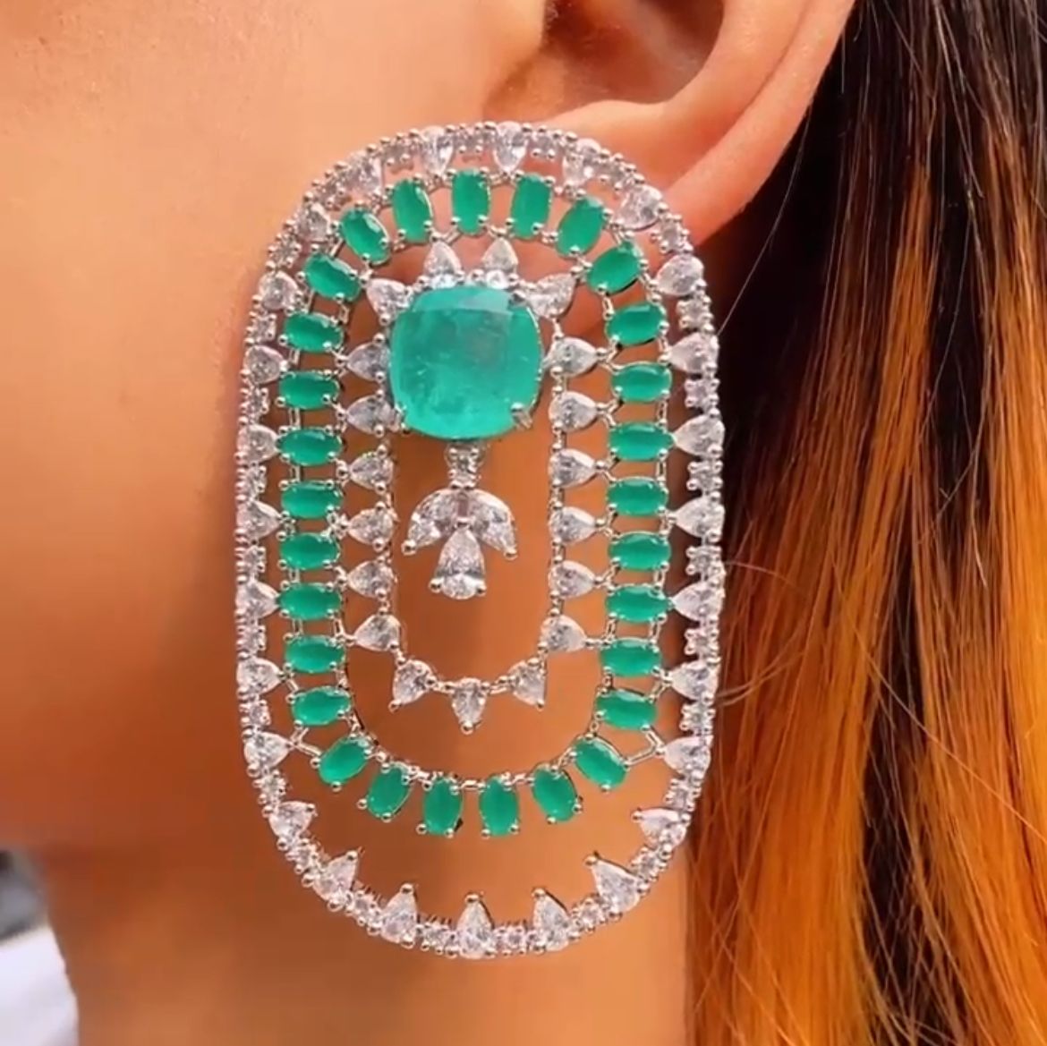 Emerald Diamond Glam Earring