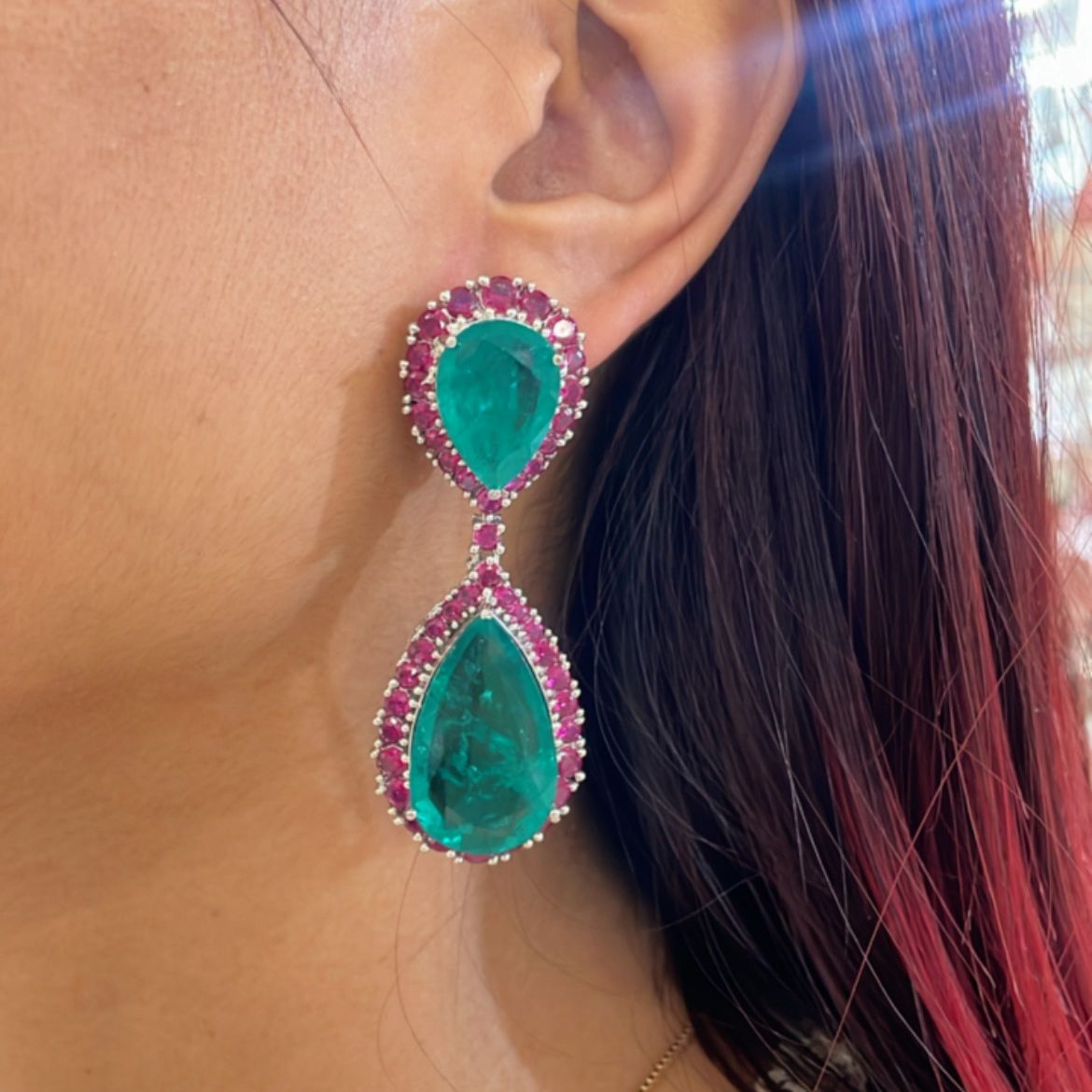 Crimson Doublet Drop Earring