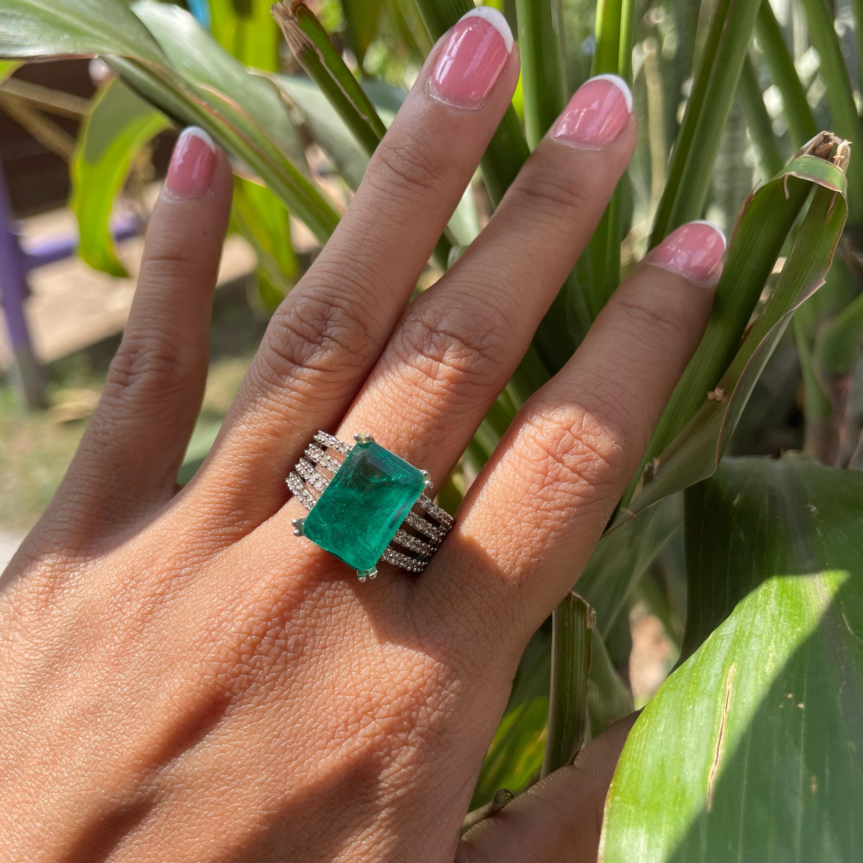 Emerald cut ring