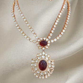 Regal Carved Stone Necklace Set