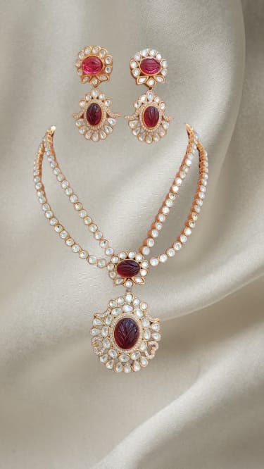 Regal Carved Stone Necklace Set