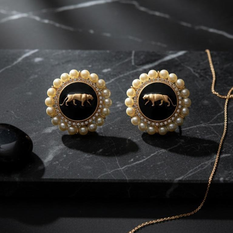 Royal Emblem Pearl Studs