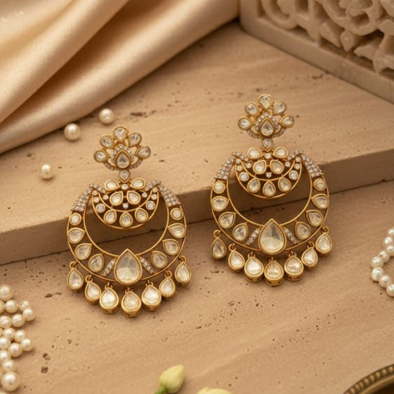 Noor Crescent Polki Chandbalis