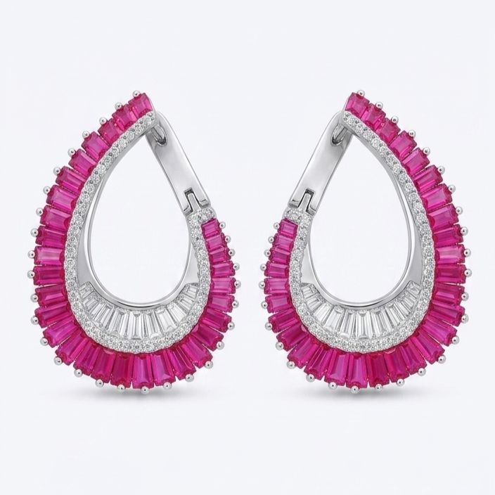 Luxe Baguette Loop Earrings