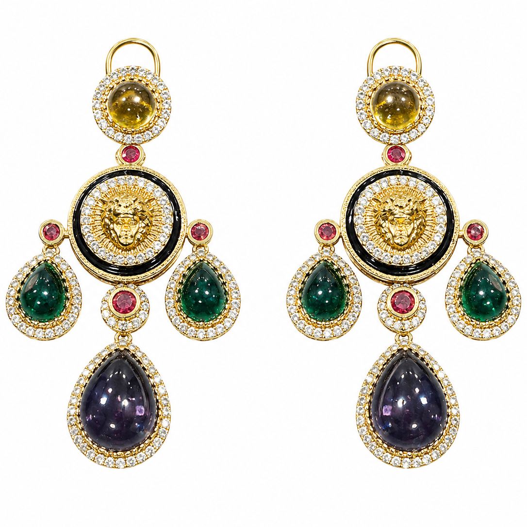 Regal Lion Drop Earrings