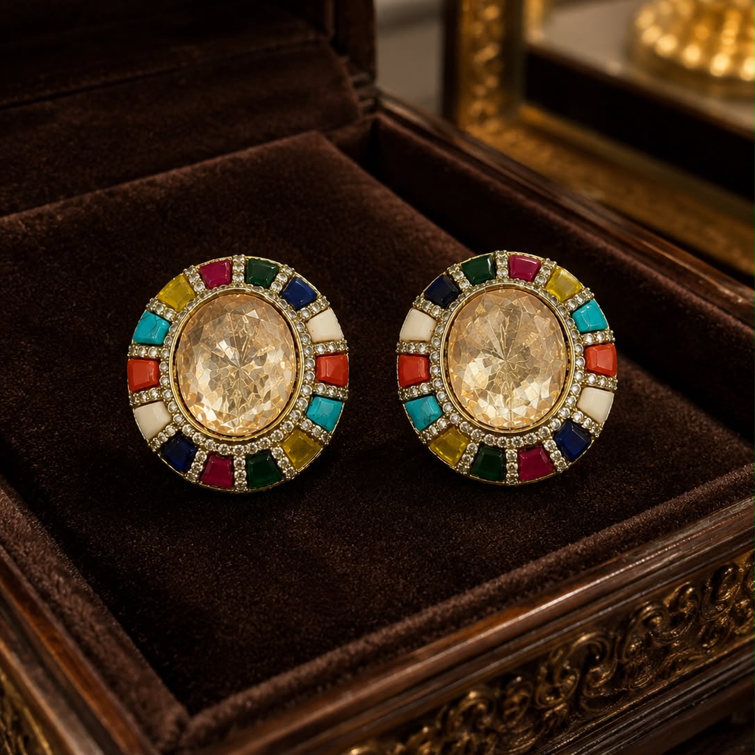Navratna Polki Studs