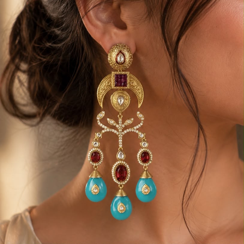 Royal Turquoise Ruby Earring