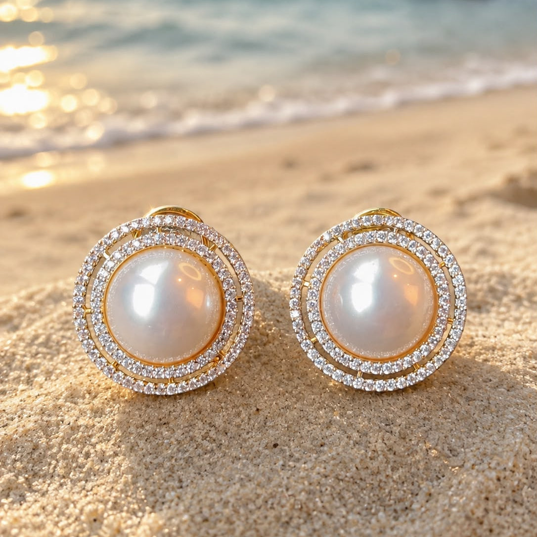 Stud Shell Pearl Earrings