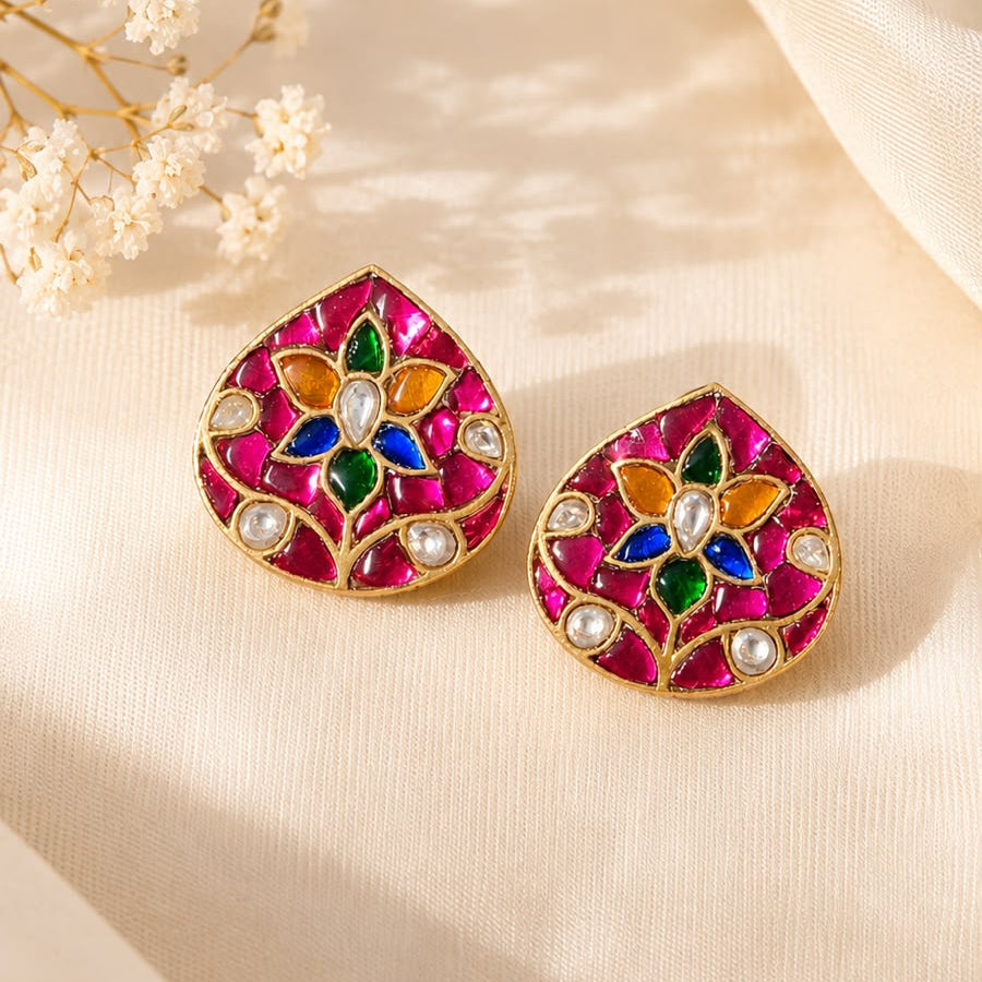 Navrang Moissanite Polki Studs