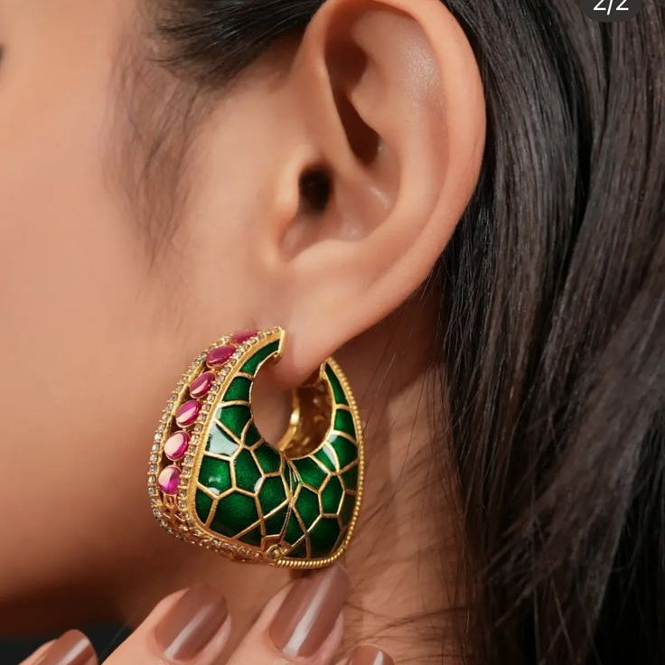 Emerald Peacock Hoops