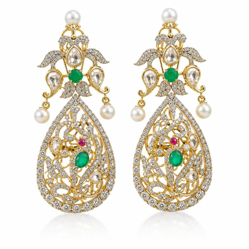Pearl & Emerald Statement Earrings